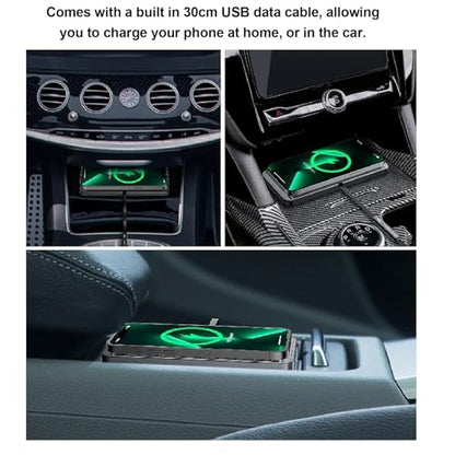 Tangxi Wireless Car Charger Charging Pad, 15W Non Slip Fast Charger Flat Mat, Compatible with iOS 11/12/13/14/15/16/17, S 21/22/23/24/25