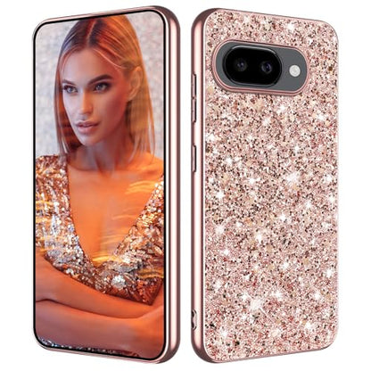 Glitter Case for Google Pixel 10A Phone Case for Women Girls, Slim Ultra Thin Matte Back Shockproof Protective Cover for Google Pixel 10A 5G Crystal Bling Case (Rose Gold) - color: Rose Gold