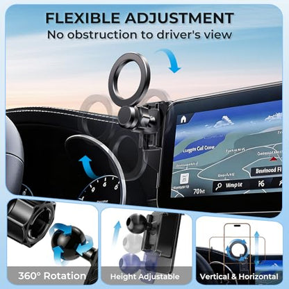 Car Phone Holder for Lexus RX RX350/RX350L/RX450h/RX450hL 2022 2021 2020 with 8-Inch Screen (Not for 12.3-Inch) 360° Rotation Magnetic Cell Phone Mount, Compatible with Magsafe, Black - size: Fit for 2020-2022 RX, 8-Inch