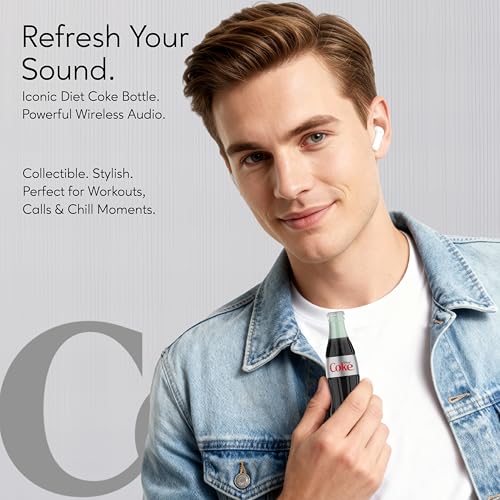 Diet Coke Bottle Shaped Wireless Earbuds – Bluetooth 5.0 Headphones with Built-in Mic, Voice Assistant Compatibility, 9H Playtime, HD Stereo Sound, Noise Cancelling – Compatible with Apple & Android - color: Grey
