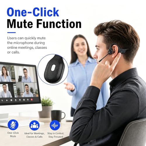 Open-Ear Headphones with Noise-Canceling Mic, Bone Conduction Headphones