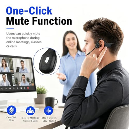 Open-Ear Headphones with Noise-Canceling Mic, Bone Conduction Headphones