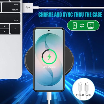 Battery Case for Galaxy S26,Upgraded 10000mAh Rechargeable Portable Extended Battery Pack Supported Qi Wireless Charging Case Compatible with Galaxy S26(6.3 inches) Charging Case-Black - size: Galaxy S26