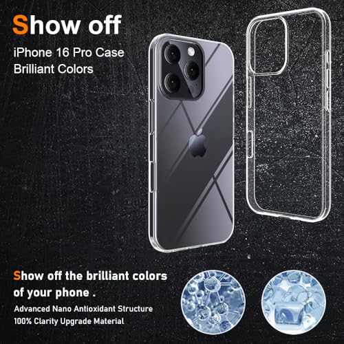 Silicone Clear iPhone 16 Pro Case,Ultra Thin with Comfort Grip | Soft Slim-Fit TPU iPhone 16 Pro Phone Cover,Non-Slip,Shockproof Protection,Scrath-Resistant - size: iPhone 16 pro case