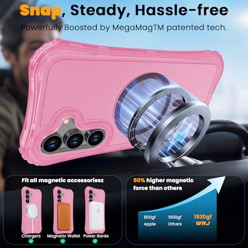 WRJ Magnetic Matte for Samsung Galaxy S26 FE Case,Samsung S25 FE Case [Fit for MagSafe][Military Grade Drop Protection] Translucent Shockproof Protective Phone Case-Pink - color: Pink, style: Matte