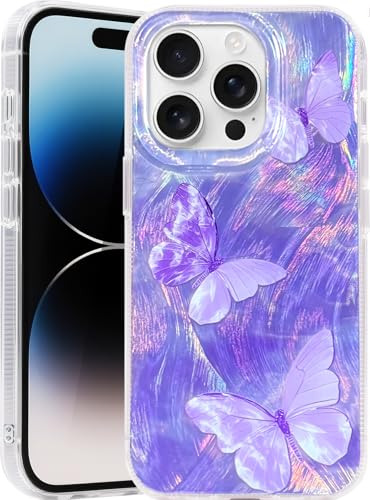 Compatible with iPhone 12 Pro Max Case,with [Shockproof Protective][Camera Protection] Cute Butterfly Aesthetic Phone Cover Anti-Yellowing Soft Slim Cover for Women Girl-Purple - color: Purple Butterfly, size: iPhone 12 Pro Max