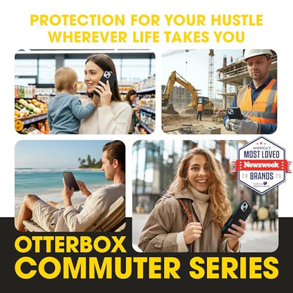 OtterBox iPhone 17e, 16e, 15, 14, 13 Commuter Series Case - Black & Green | 3X Military Drop Protection - Slim - Dual-Layer Shockproof Design - Pocket-Friendly - Raised Edges - Port Covers - color: Black/Green