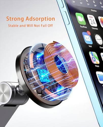 Magnetic Tablet Stand for Desk Aluminum Alloy Phone iPad Desk Holder Overhead Arm Mount with 360°Rotate Base for Magsafe/iPhone/Android/iPad (Magnetic Gray) - color: Magnetic Gray