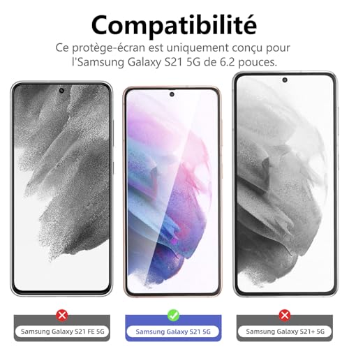 NEW'C for Samsung Galaxy S21 5G Screen Protector Tempered Glass HD Clear - size: S21 6.2 inches
