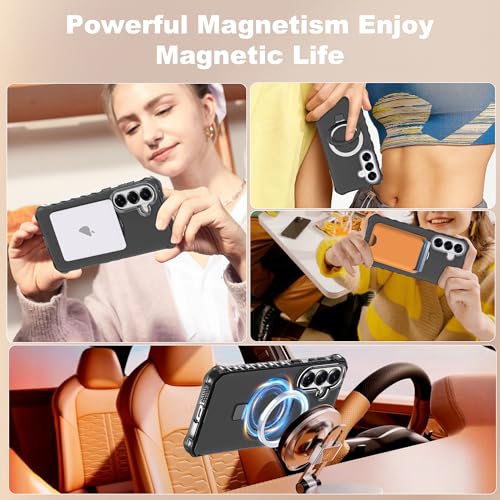 Compatible with Samsung Galaxy S26 Plus Case 6.7'' Cute Wavy Frame with Magnetic Stand [Compatible with Mag-Safe] Military-Grade Translucent Phone Case for S26 Plus, Black - color: Black, size: Samsung Galaxy S26 Plus
