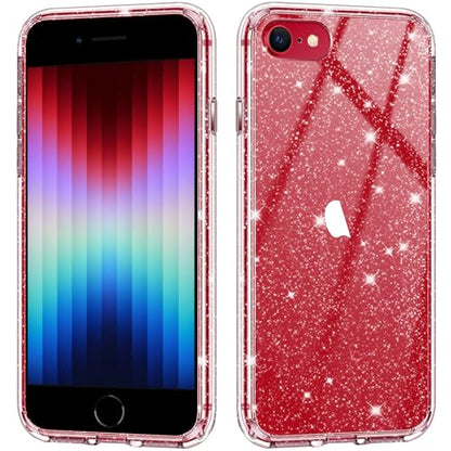 JJGoo Compatible with iPhone SE Case 2022/2020, Compatible with iPhone 7 8 Case, Bling Sparkle Soft TPU Anti-Scratch Shockproof Protective Phone Bumper, Women Girls Cute Slim Phone Case, Clear Glitter - color: Clear Glitter