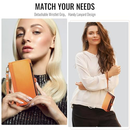 Defencase for iPhone 17 Wallet Case with RFID Blocking Card Holder, Orange - color: Orange