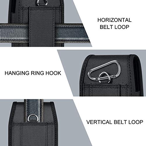 ykooe Cell Phone Pouch Nylon Belt Holster Case Compatible with iPhone 17 Air, 16/15/14/13/12/11 Pro Max & Plus, Samsung Galaxy S26/S25/S24/S23/S21 Plus and FE Models (No Clip), Black–XL - color: Black, size: XL