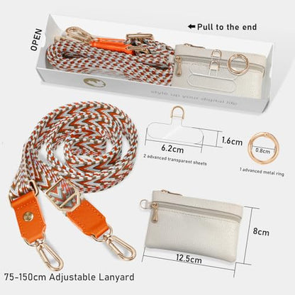 UKON Phone Lanyard Crossbody Phone Strap Widen Neck Strap Adjustable Shoulder Strap with Premium Hardware Hook Bag Strap (Orange) - color: Orange