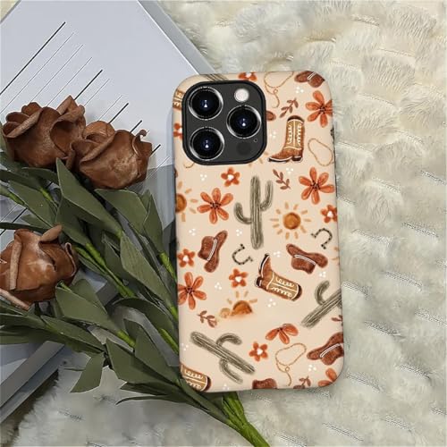 ZHEGAILIAN Case Compatible with iPhone 16 Pro,Denim Boots Cactus Design Phone Case,Matte Mixed Double-Layer Hard Shell+Soft Silicone TPU Shock Protective - color: Denim boots cactus, size: iPhone 16 Pro