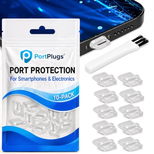 USB C Dust Plugs 10 Pack with Easy Grip Tabs and Cleaning Brush, Clear - color: Clear, size: 10 Pack