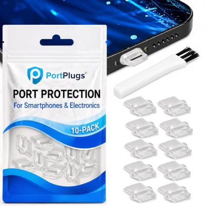 USB C Dust Plugs 10 Pack with Easy Grip Tabs and Cleaning Brush, Clear - color: Clear, size: 10 Pack