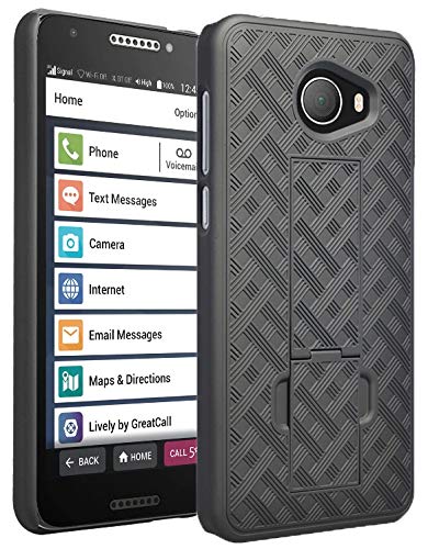 Nakedcellphone Kickstand Cover for Jitterbug Smart 2 Phone Case - Black | Slim Hard Shell with Stand, Satisfying Texture, For Lively Smart2 (Year 2018, Model 5049SJBS2) - color: Black
