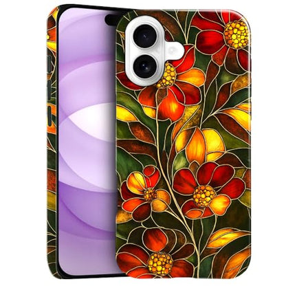 Compatible with iPhone 17,Anti-Scratch Glossy Case Cover,Stained Glass Flower 03 - color: Stained Glass Flower 03, size: IPhone 17