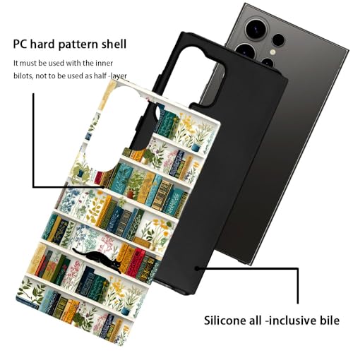 Compatible with Samsung Galaxy S26 Ultra Case,Glossy Case All-Round Protection Shockproof Anti-Scratches TPU Cover,Cases for Man Woman-Book Shelf Flower Plants Cat - color: Book Shelf Flower Plants Cat, size: Galaxy S26 Ultra