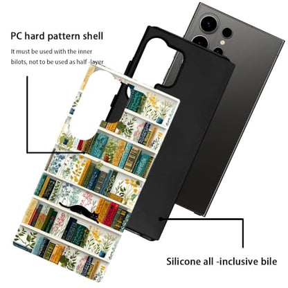 Compatible with Samsung Galaxy S26 Ultra Case,Glossy Case All-Round Protection Shockproof Anti-Scratches TPU Cover,Cases for Man Woman-Book Shelf Flower Plants Cat - color: Book Shelf Flower Plants Cat, size: Galaxy S26 Ultra