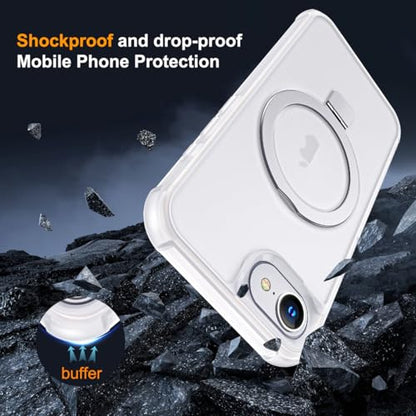 SKYLMW Compatible with iPhone 16e/17e Case with Stand,Translucent | iPhone 16e Case iPhone 17e Case 6.1",Magnetic Ring Stand,Compatible with MagSafe,Military-Grade Protection,Great Grip Feeling - color: Translucent, size: Iphone 16e & Iphone 17e