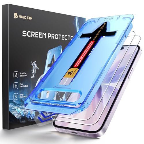 MAGIC JOHN for iPhone 17 Screen Protector Tempered Glass Easy Installation | 2Pack, Auto Dust-Elimination, , Bubble Free, HD Clear, Scratch Resistant, 6.3 inch - size: iPhone 17 6.3inch