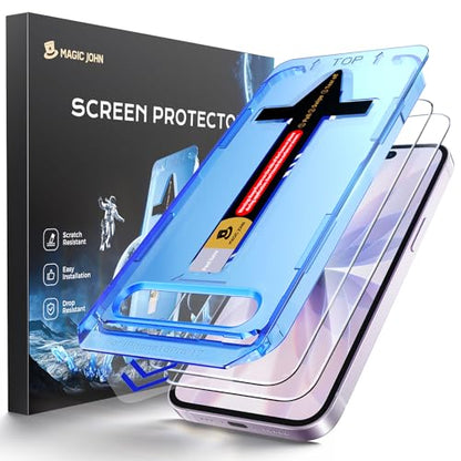 MAGIC JOHN for iPhone 17 Screen Protector Tempered Glass Easy Installation | 2Pack, Auto Dust-Elimination, , Bubble Free, HD Clear, Scratch Resistant, 6.3 inch - size: iPhone 17 6.3inch