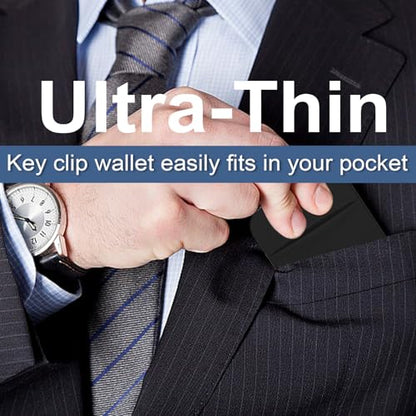 Key Holder Wallet, 2PCS Key Sleeve, Stretchy Keys Organizer Slim Card Holder Back of Phone (Black)