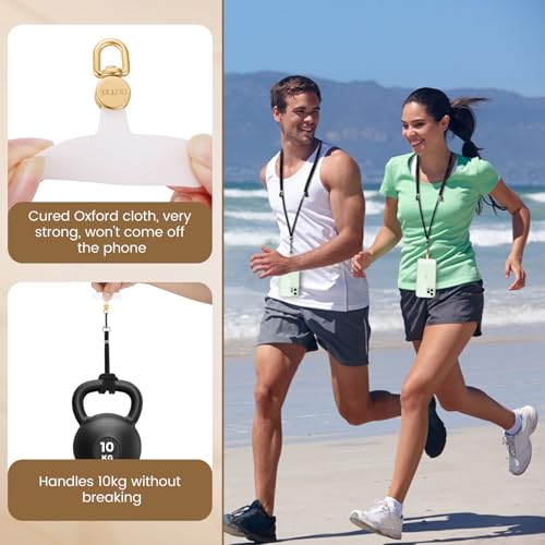 OUTXE Phone Tether Tab Rotatable 360°, 4 Pack Phone Lanyard Patch for Phone Strap Compatible iPhone & Other Cell Phone (White) - color: White