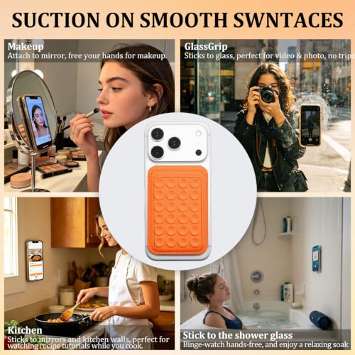 Aiivioll 4-in-1 Magnetic Grip Card Holder Stand for MagSafe Orange - color: Orange