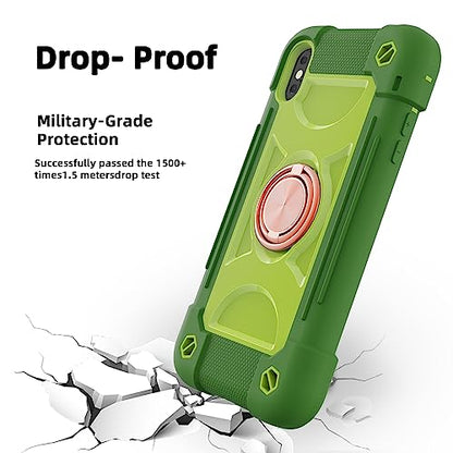 MARKILL Compatible with iPhone X/iPhone Xs Case 5.8 Inch with Ring Stand, Heavy-Duty Military Grade Shockproof Phone Cover for iPhone X/XS. Avocado - color: Avocado, size: iPhone X/iPhone XS 5.8"