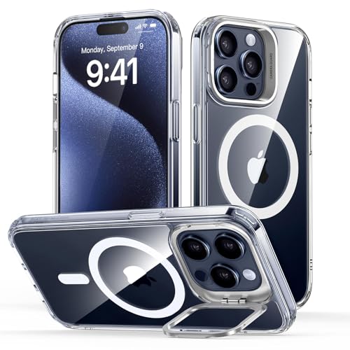 ESR for iPhone 15 Pro Max Case, Compatible with MagSafe, Military-Grade Protective Clear Case for iPhone 15 Pro Max,Built-in Stash Stand Phone Case, Scratch-Resistant Back Cover, Classic Series,Clear - color: Clear, size: iPhone 15 Pro Max 6.7inch