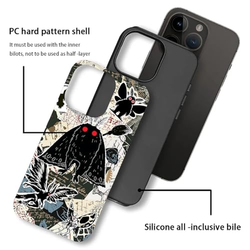 Case for iPhone 14 Pro, Dual Layer Phone Cover, Mothman Collage | Shockproof Hybrid Phone Case, Soft TPU and Hard PC, Durable Anti-Scratch Protection - color: Mothman Collage, size: Iphone 14 Pro