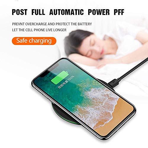 Wireless Charger Ultra Slim 10W Fast Wireless Charging Station Black Qi-Certified，Universal Wireless Charging Station Pad Compatible with Smart Phones and Other QI Devices(No AC Adapter,1 Pack)