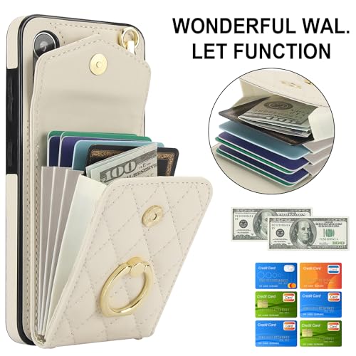 Asuwish Phone Case for Samsung Galaxy S24 5G Wallet Cover with Tempered Glass Screen Protector and Crossbody Wrist Strap Ring Stand RFID Blocking Card Holder Cell S 24 24S G5 Women Men Girls Off White - color: Off White