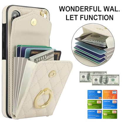 Asuwish Phone Case for Samsung Galaxy S24 5G Wallet Cover with Tempered Glass Screen Protector and Crossbody Wrist Strap Ring Stand RFID Blocking Card Holder Cell S 24 24S G5 Women Men Girls Off White - color: Off White