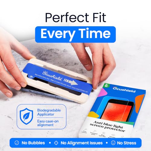 Ocushield Anti Blue Light Tempered Glass Screen Protector of iPhone 7 Plus & iPhone 8 Plus (5.5") – Blocks Blue Light, Prevents Eye Strain & Helps You Sleep Better, 9H Hardness & Case Friendly - size: iPhone 7 | 8 Plus