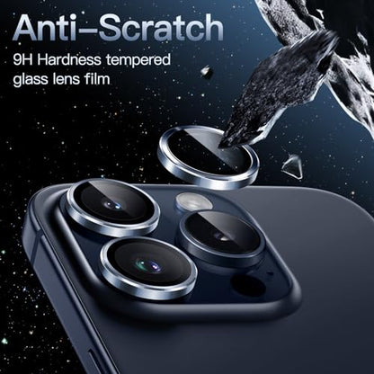 JETech Camera Lens Protector for iPhone 15 Pro/15 Pro Max, Blue, 1 Set - color: Blue