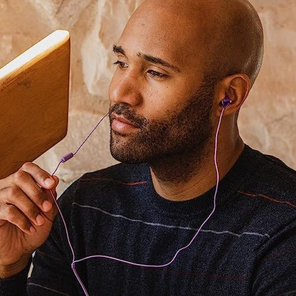 PANASONIC ErgoFit Earbud Headphones with Microphone and Call Controller Compatible with iPhone, Android and Blackberry - RP-TCM125-V - In-Ear (Purple), Violet, 7 x 2 x 2 inches - color: Purple, size: S/M/L, style: With Mic