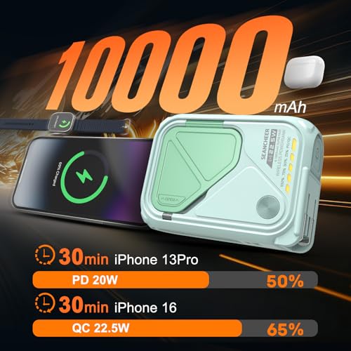 SEANCHEER P05 Portable Charger, Magnetic Power Bank, Small PowerBank Green - color: Green