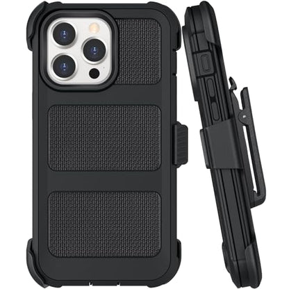 Belt Clip Holster Compatible with iPhone 13 Pro Defender Case with 360° Rotating Stand - Heavy Duty Protection Anti-Drop Shockproof, Black - size: iPhone 13 Pro