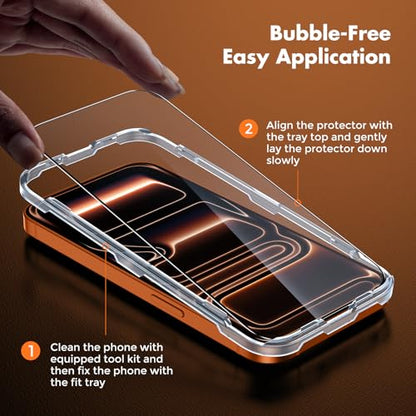 UNBREAKcable for iPhone 17 Pro Max Screen Protector, 3-Pack Full Coverage Tempered Glass [Military Grade Shatterproof] [9H Hardness] [Easy Installation] [Bubble Free] for iPhone 17 Pro Max 6.9" - size: iPhone 17 Pro Max
