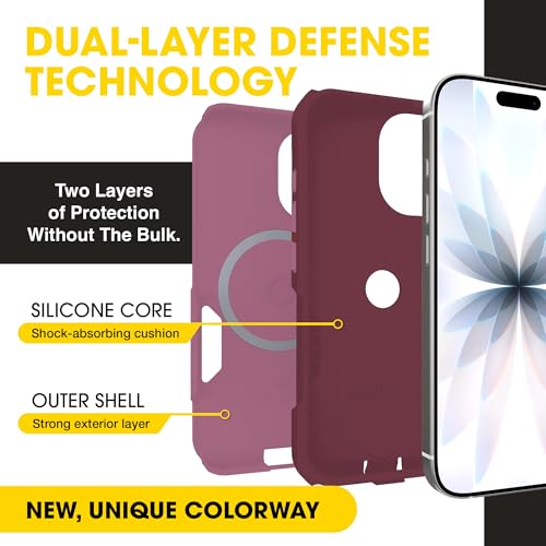 OtterBox iPhone 16 Pro Max – Commuter Series Slim MagSafe Case - Foxberry | 3X Military Drop Protection - Dual-Layer Design - Pocket-Friendly - Raised Edges - Port Covers - Non-Retail Packaging - color: Foxberry