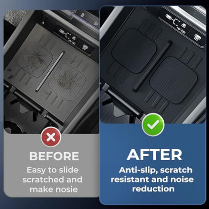 Center Console Wireless Charging Protective Mats for Hyundai Santa Fe 2024 2025 2026, Interior Accessories Silicone Non-Slip Anti-Dust Waterproof Pad, Black