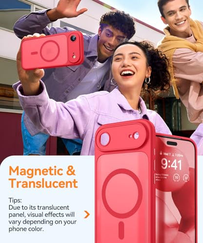 CANSHN Magnetic Compatible with iPhone Air Case(6.5 Inch), Upgraded [Full Camera Protection] [Compatible with Magsafe] [Translucent Matte] Shockproof Phone Cover for iPhone 17 Air Case,Red - color: Red, size: iPhone Air (6.9 Inch,1 Lens)