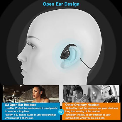 iDIGMALL Bluetooth Headset with Mic, Open Ear Headphones with Microphone - color: Black