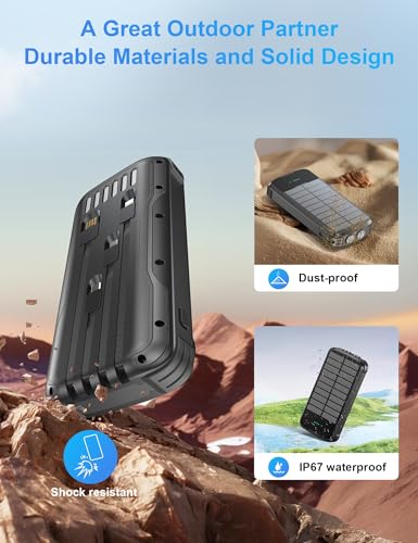 Solar Power Bank 40000mAh PD20W Fast Charging Portable Solar Charger - color: Black