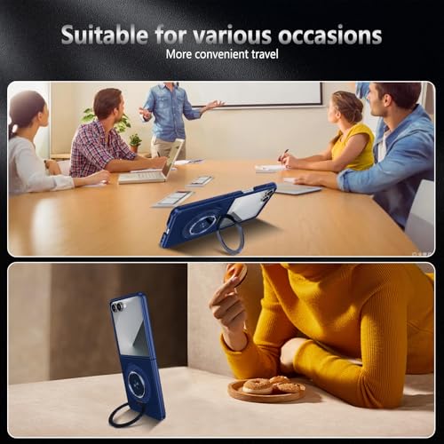 Magnetic Case for Samsung Galaxy Z Flip 7, [Compatible with MagSafe] Military Grade Shockproof Slim fit Samsung Z Flip 7 Phone Case with Magnetic Ring Kickstand, Blue - color: Blue, size: Samsung Galaxy Z Flip 7
