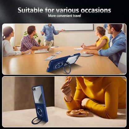 Magnetic Case for Samsung Galaxy Z Flip 7, [Compatible with MagSafe] Military Grade Shockproof Slim fit Samsung Z Flip 7 Phone Case with Magnetic Ring Kickstand, Blue - color: Blue, size: Samsung Galaxy Z Flip 7